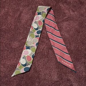 COACH Multicolor Signature Print Silk Bag Scarf